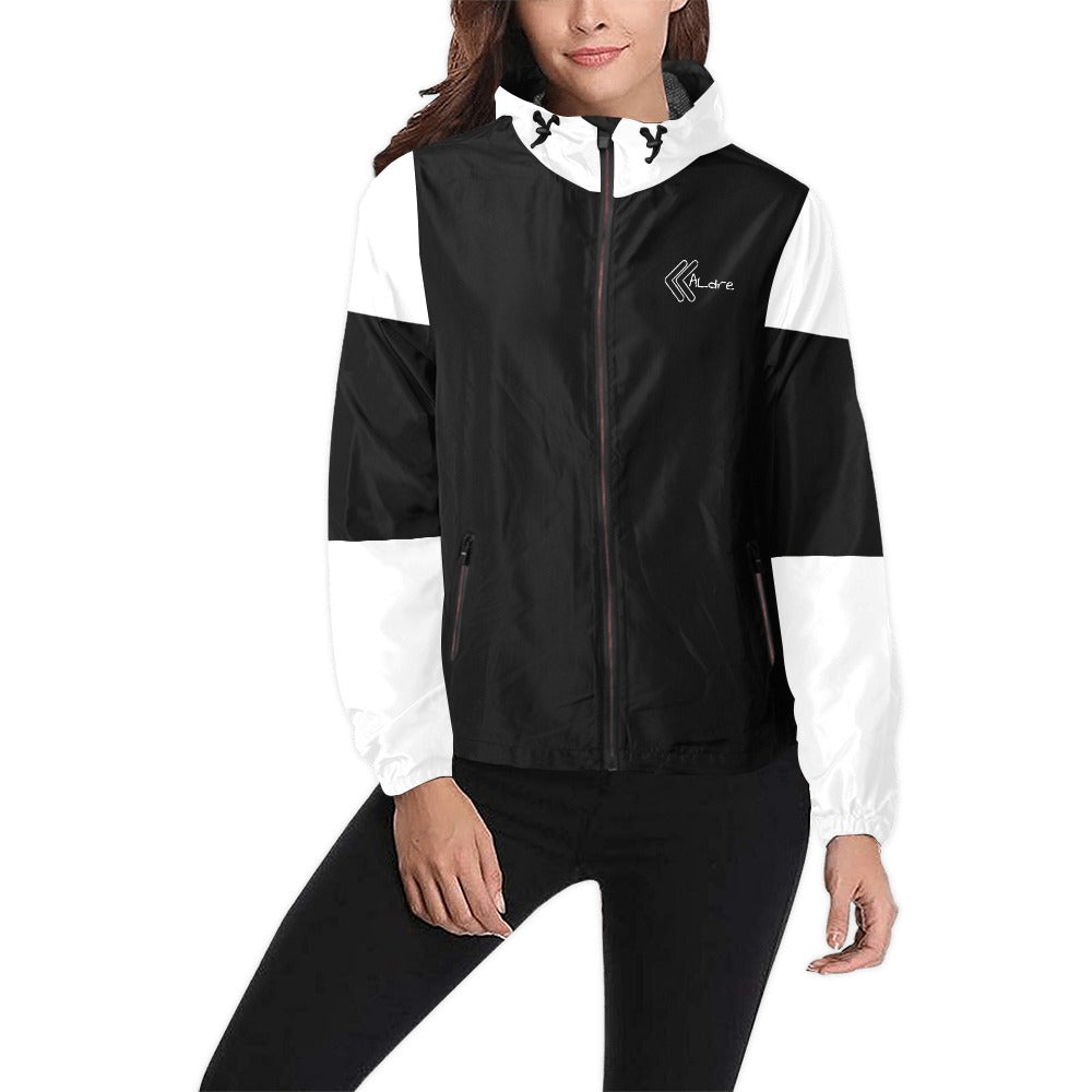 Unisex Black/White Hooded Windbreaker