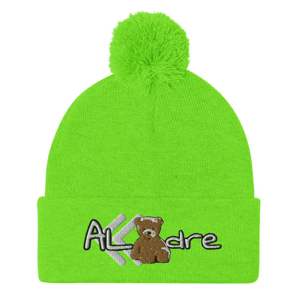 Embroidered R- Beary Adorable Pom-Pom Beanie