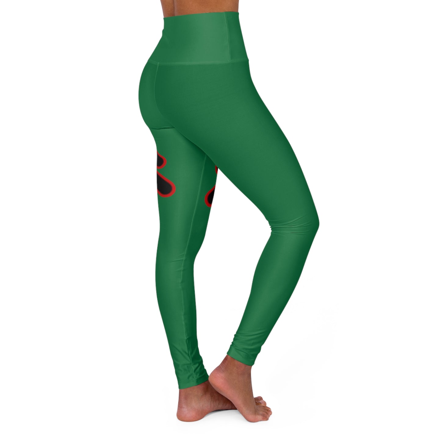 High Waisted Yoga Leggings (Red/Green)