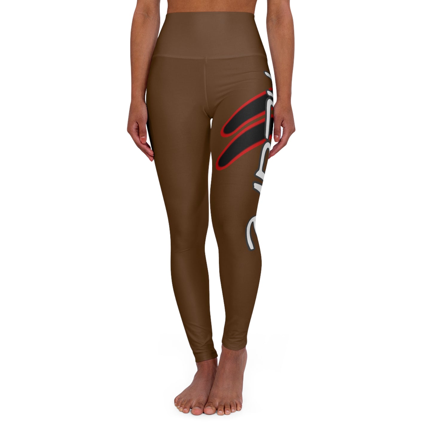 High Waisted Yoga Leggings (Red/Brown)