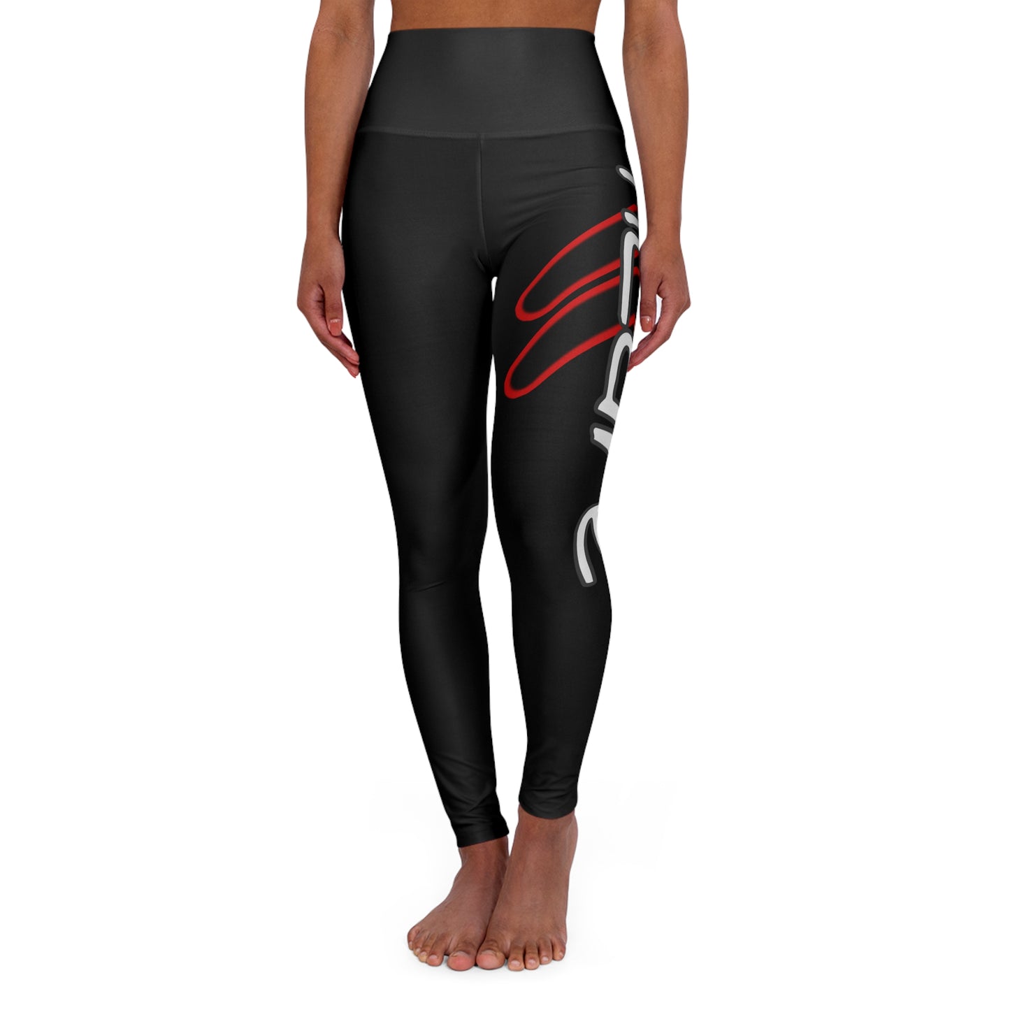 High Waisted Yoga Leggings (Red/Black)