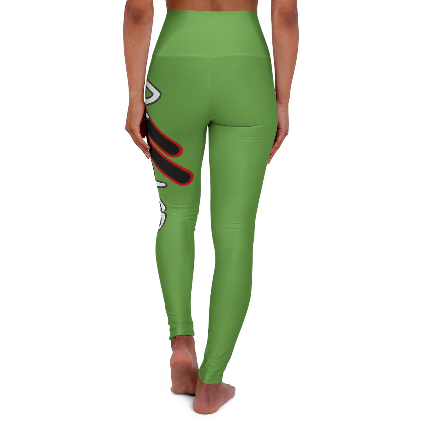 High Waisted Yoga Leggings (Red/Light Green)