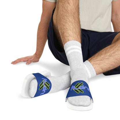 Men's Neon & Blue ALdre Slide Sandals (Blue)