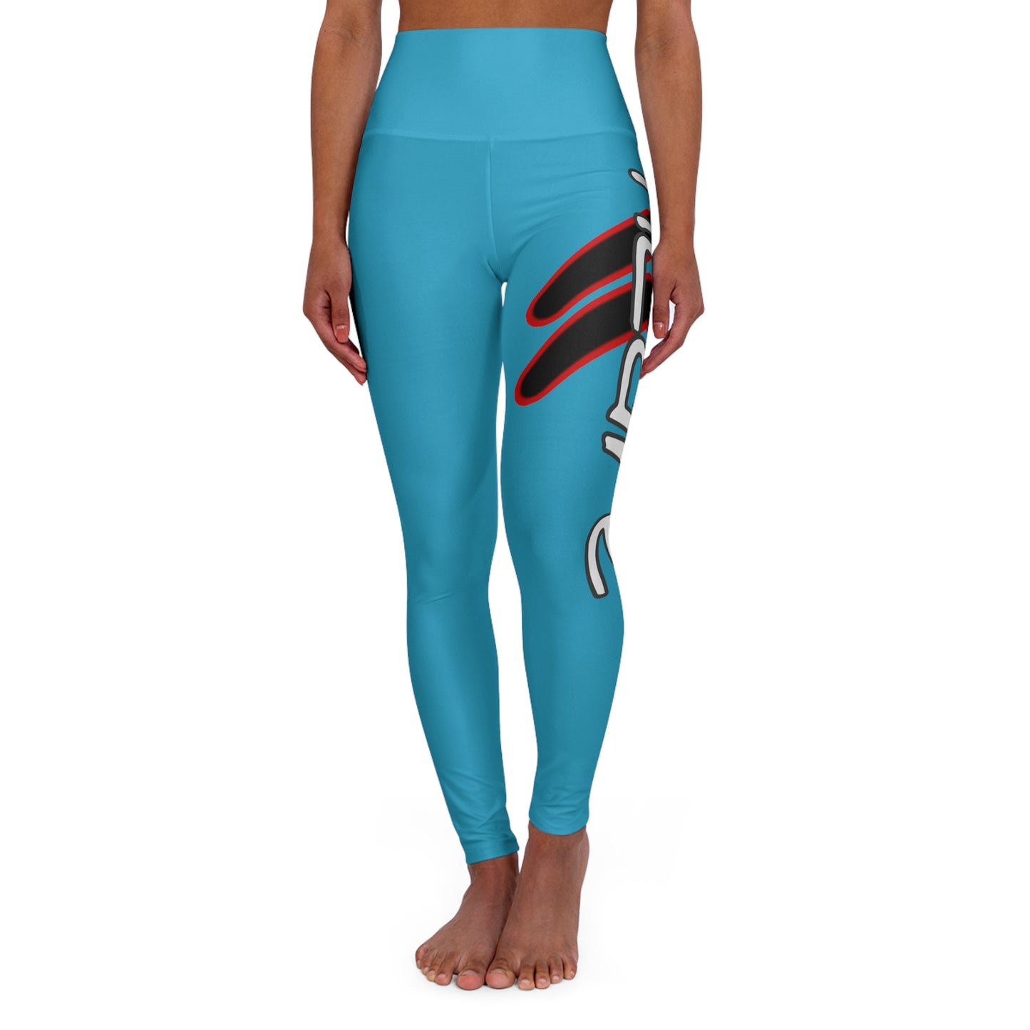 High Waisted Yoga Leggings (Red/Light Blue)