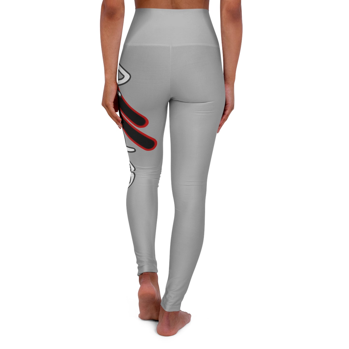 High Waisted Yoga Leggings (Red/Light Grey)