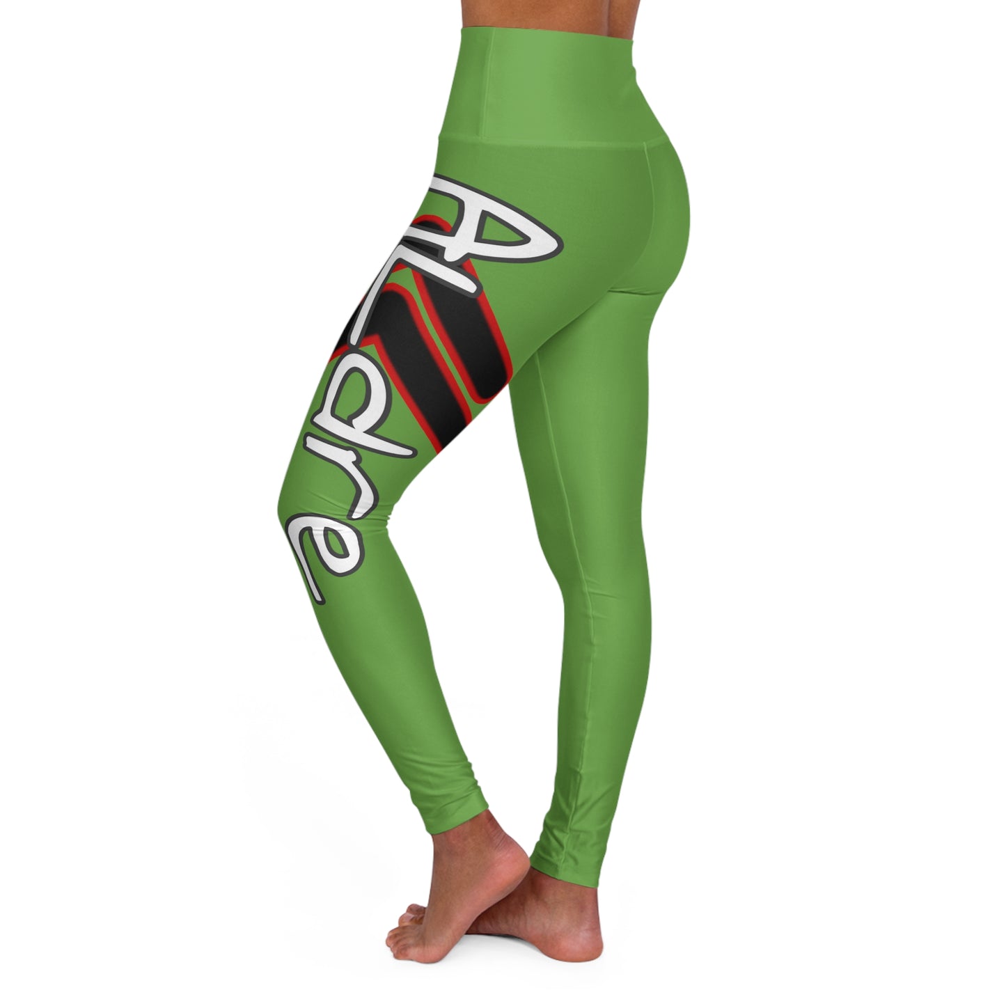 High Waisted Yoga Leggings (Red/Light Green)