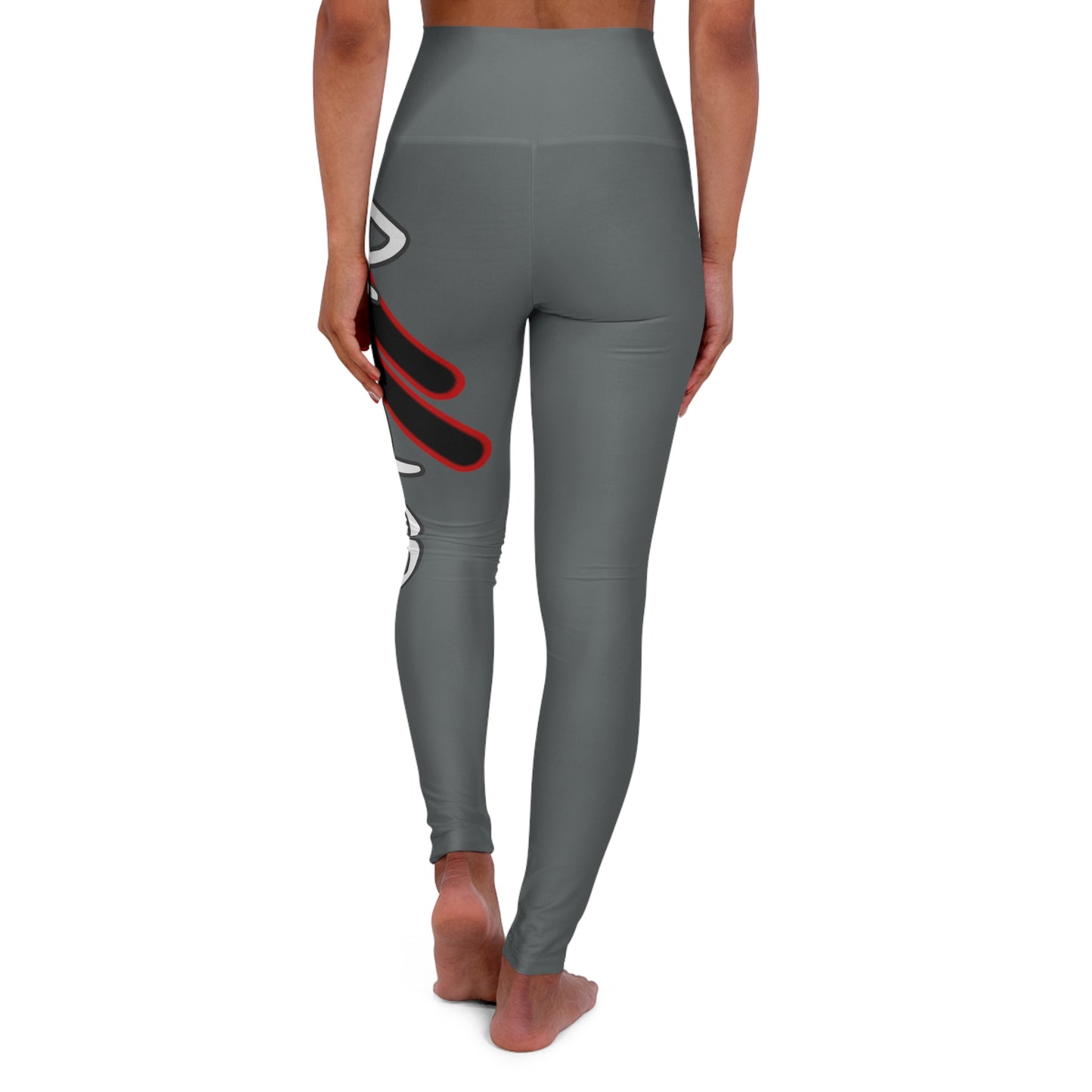 High Waisted Yoga Leggings (Red/Grey)