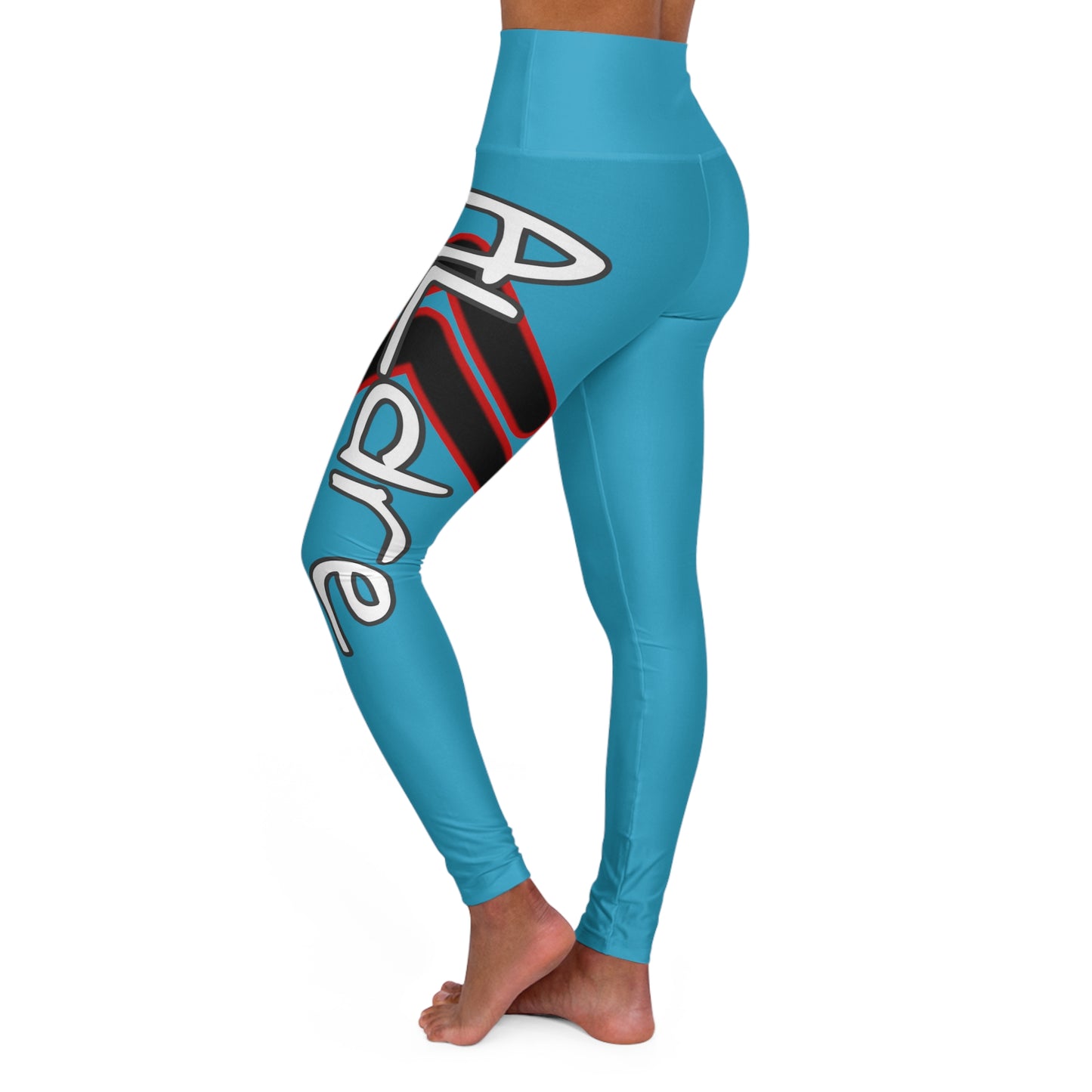 High Waisted Yoga Leggings (Red/Light Blue)