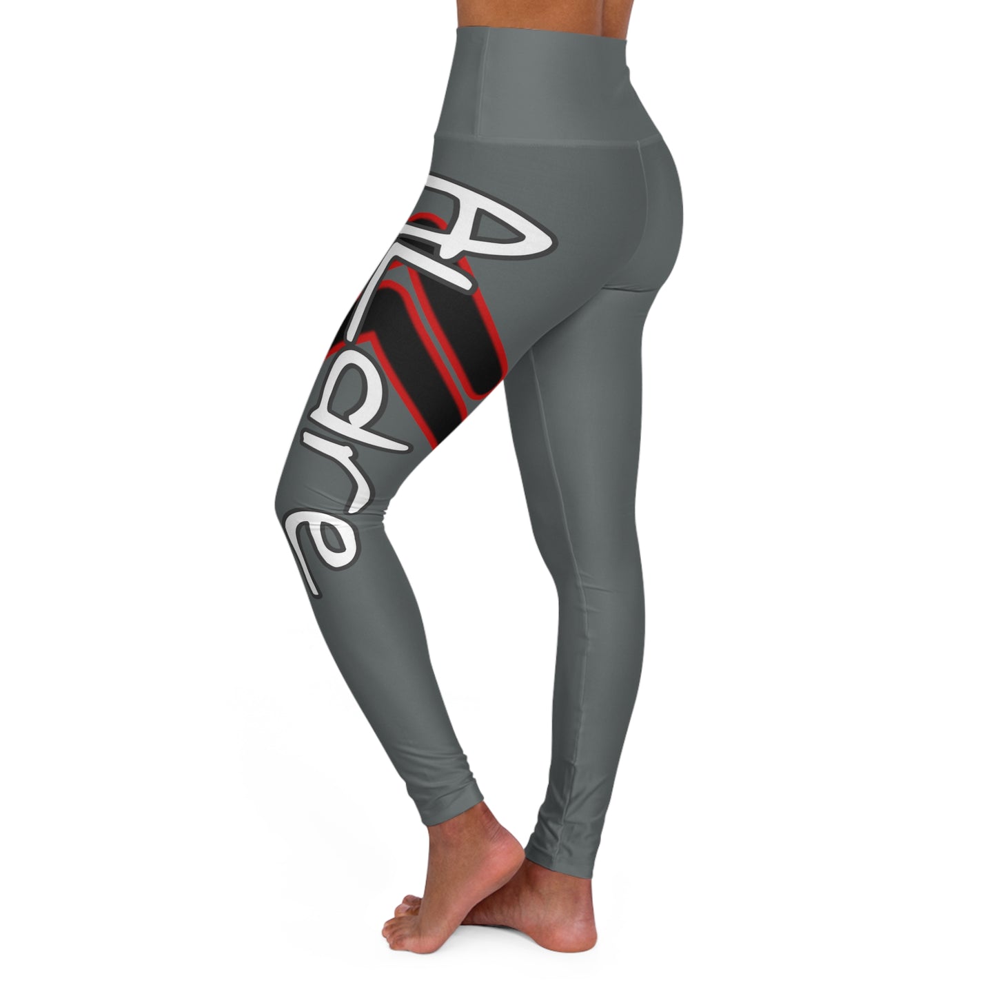 High Waisted Yoga Leggings (Red/Grey)