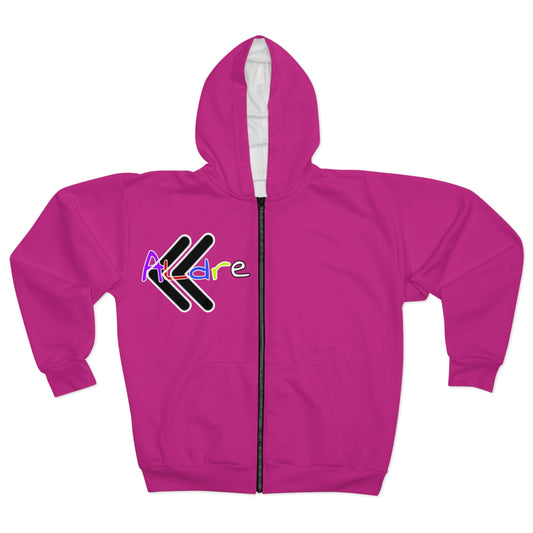 Unisex Magenta Zip Hoodie