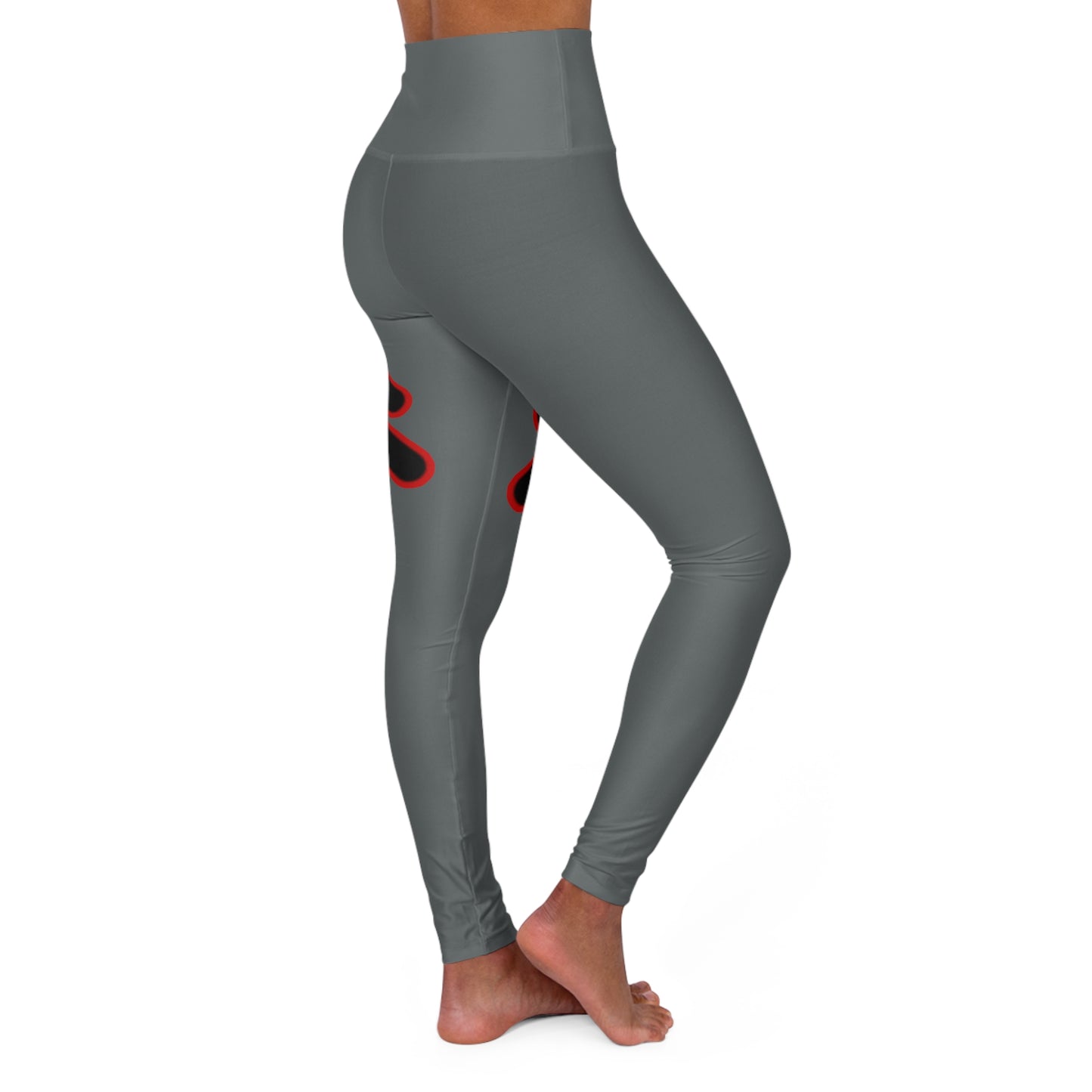 High Waisted Yoga Leggings (Red/Grey)