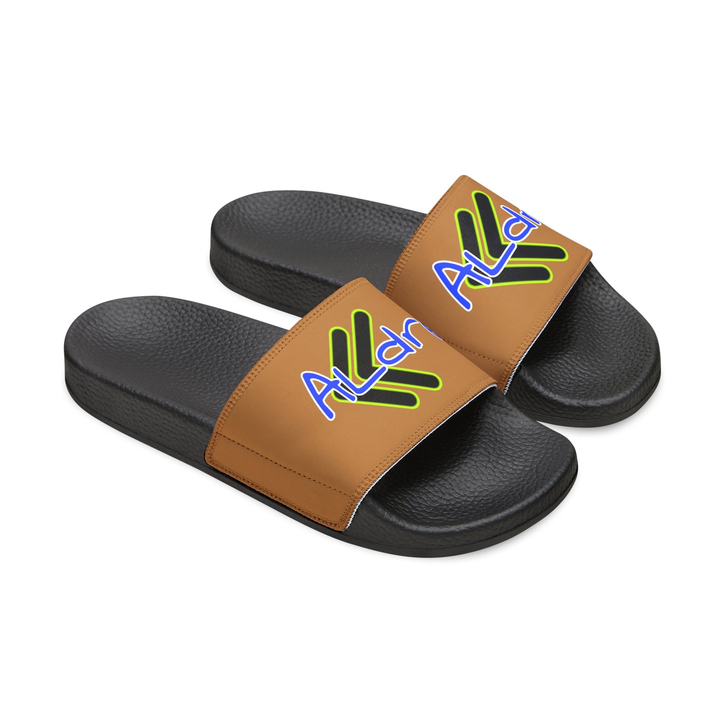 Men's Neon & Blue ALdre Slide Sandals (Tan)