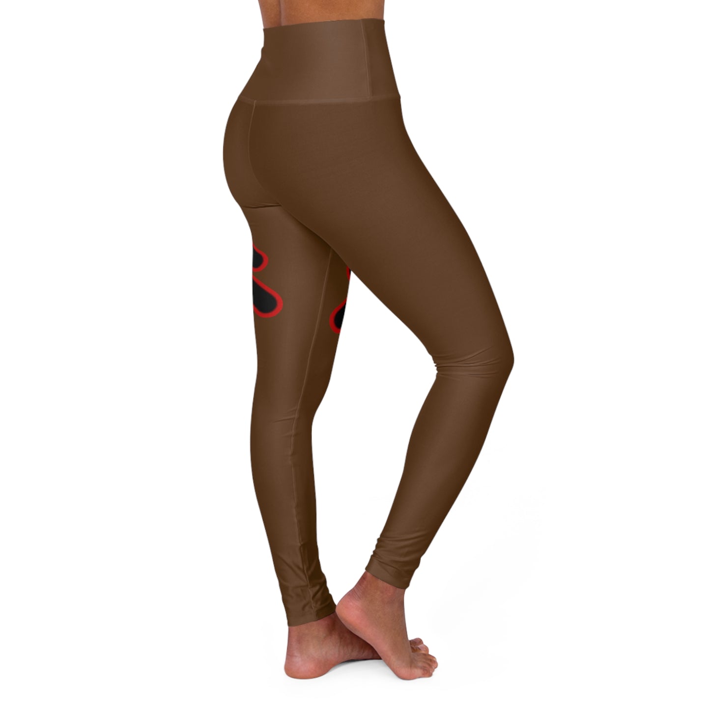 High Waisted Yoga Leggings (Red/Brown)