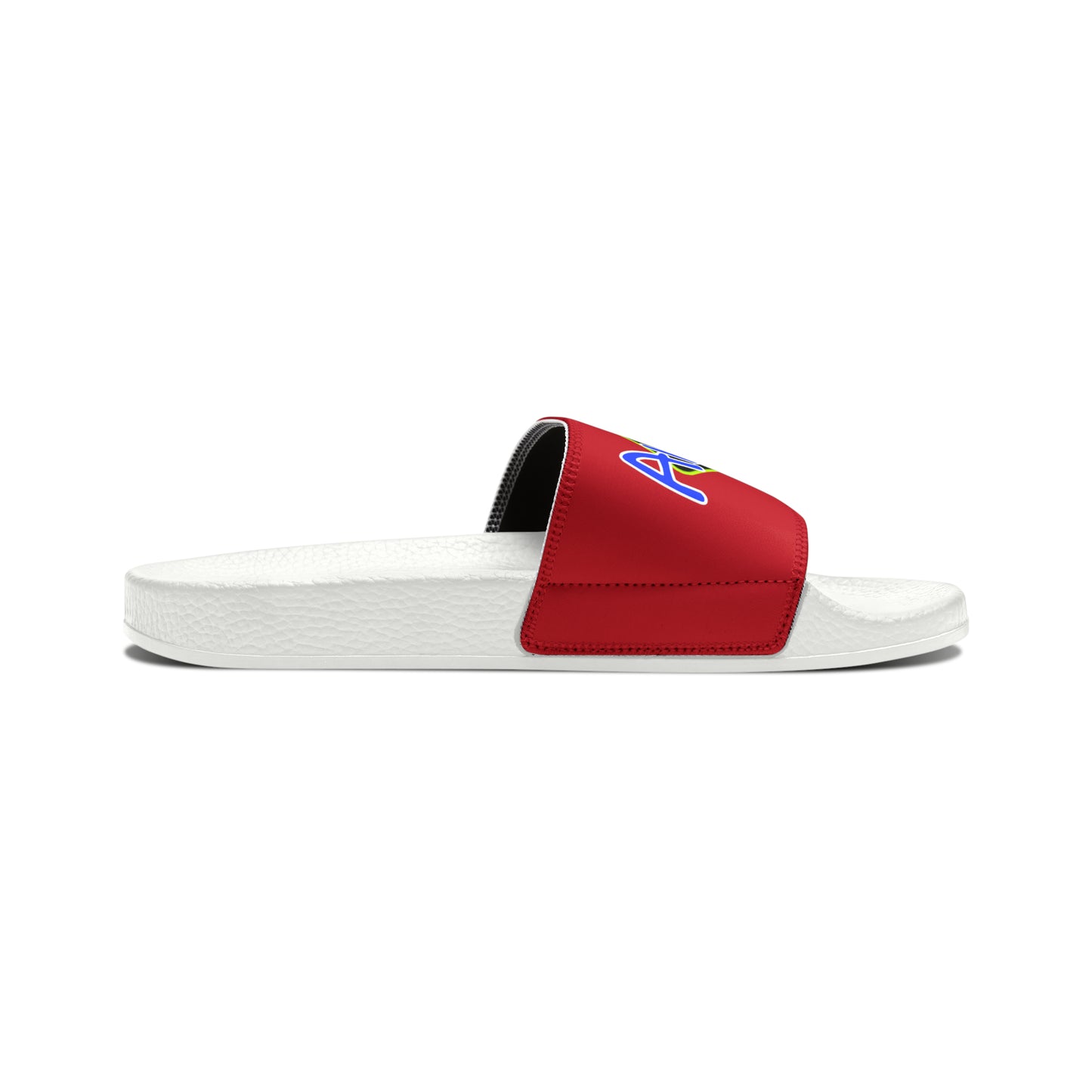 Men's Neon & Blue ALdre Slide Sandals (Dark Red)