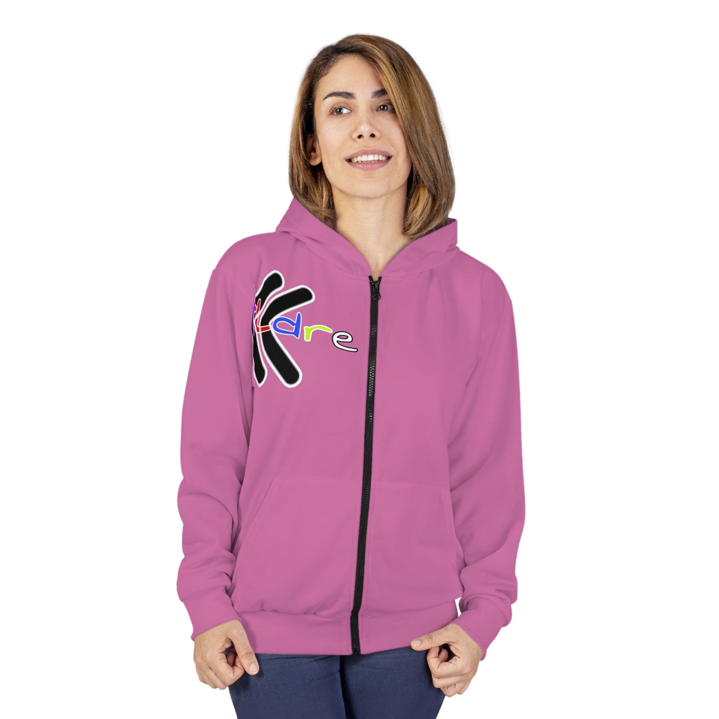 Unisex Pink Zip Hoodie