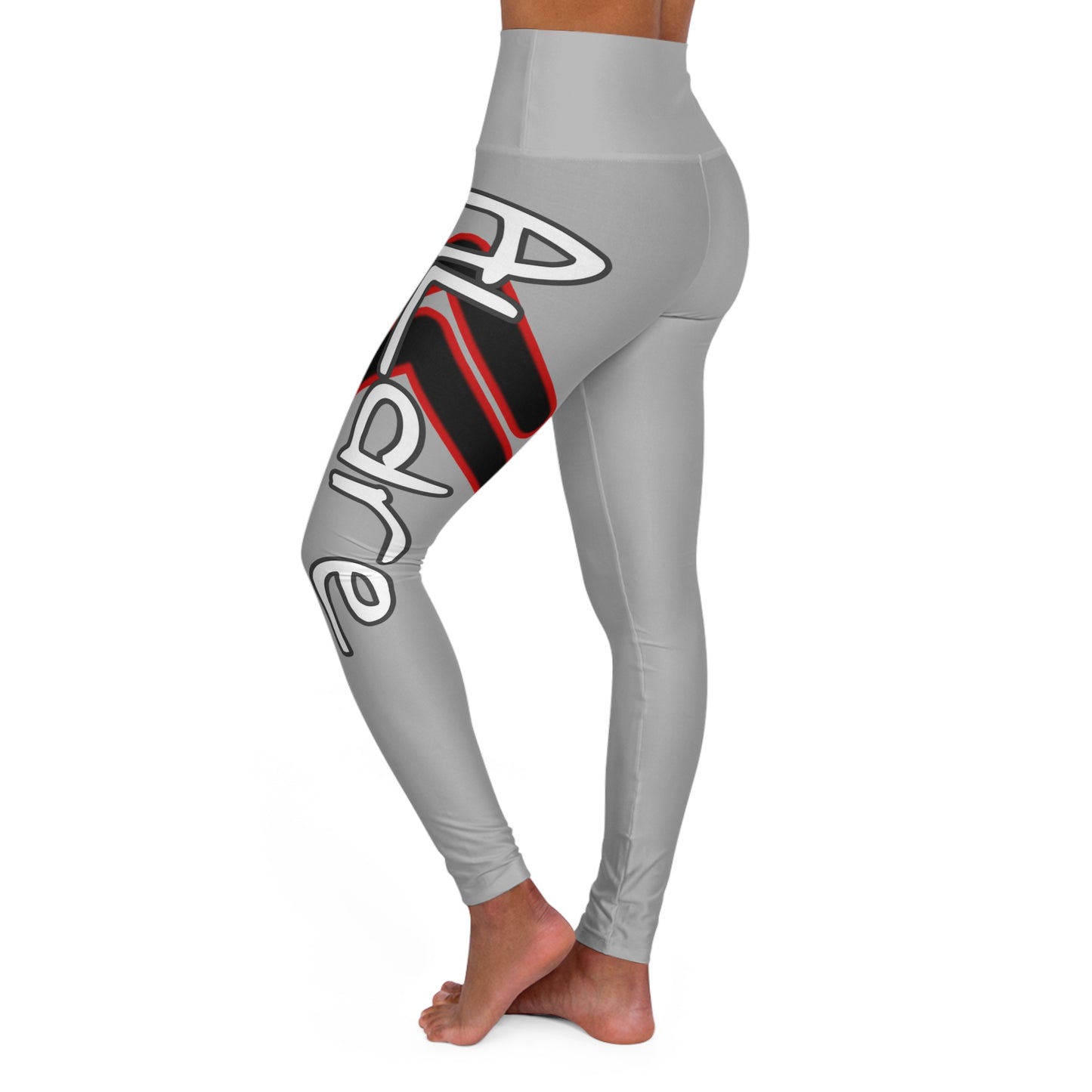 High Waisted Yoga Leggings (Red/Light Grey)