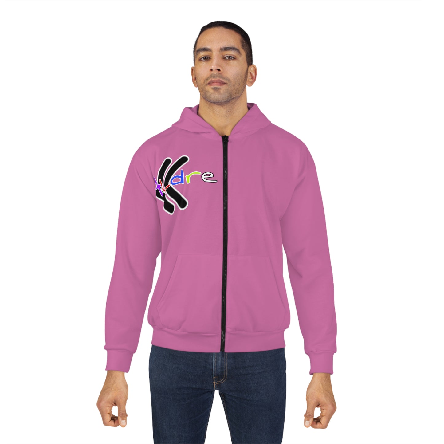 Unisex Pink Zip Hoodie