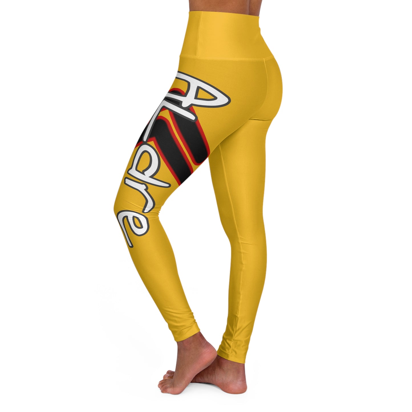 High Waisted Yoga Leggings (Red/Yellow)