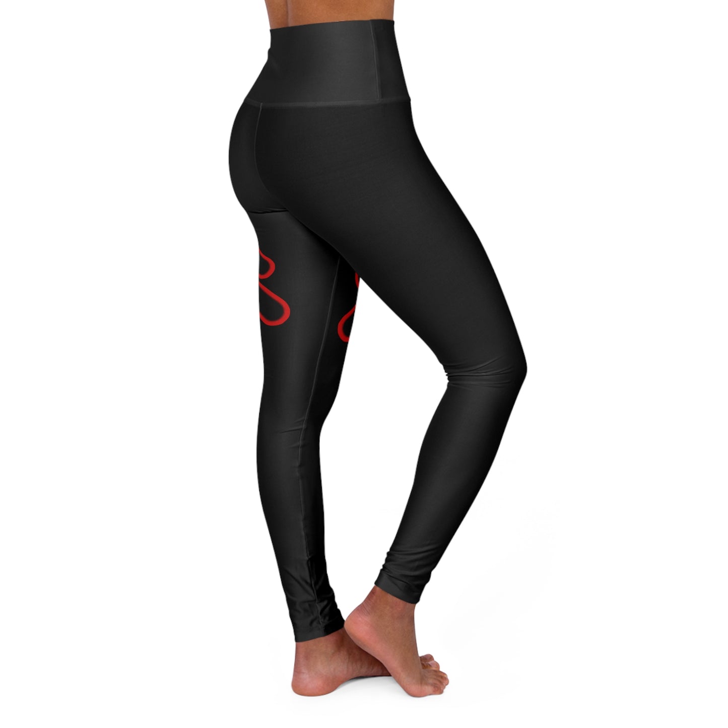 High Waisted Yoga Leggings (Red/Black)