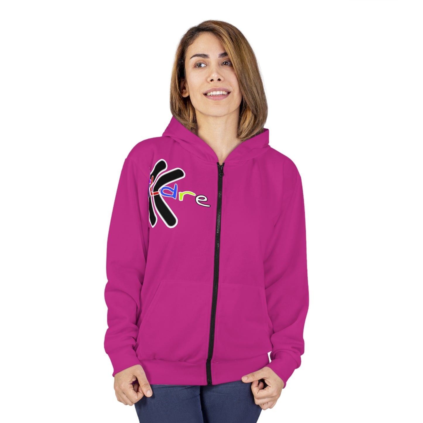 Unisex Magenta Zip Hoodie