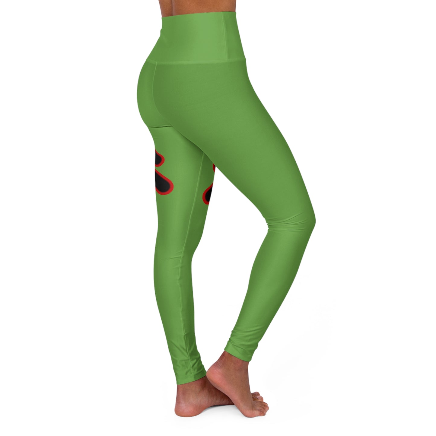 High Waisted Yoga Leggings (Red/Light Green)