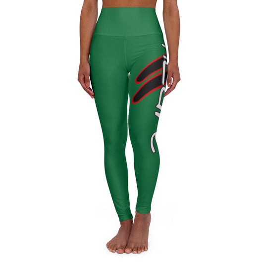 High Waisted Yoga Leggings (Red/Green)