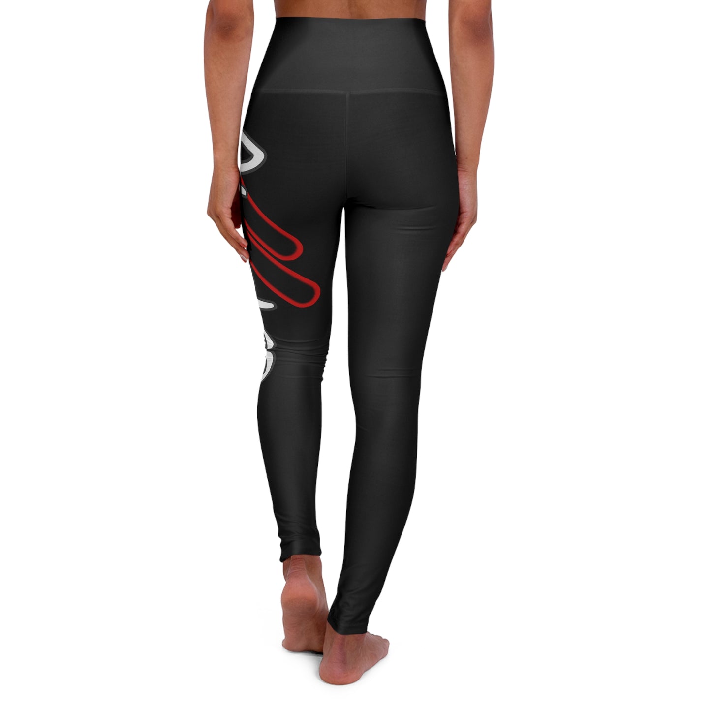 High Waisted Yoga Leggings (Red/Black)