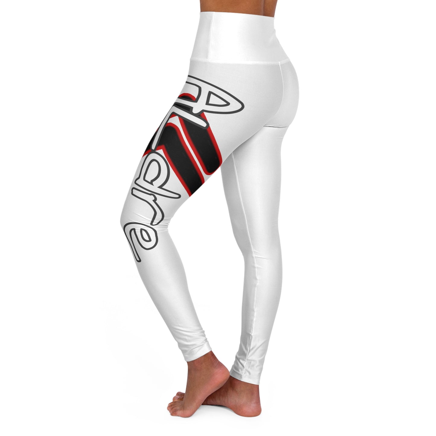 High Waisted Yoga Leggings (Red/White)