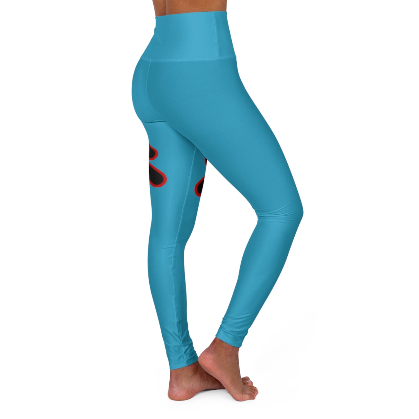 High Waisted Yoga Leggings (Red/Light Blue)