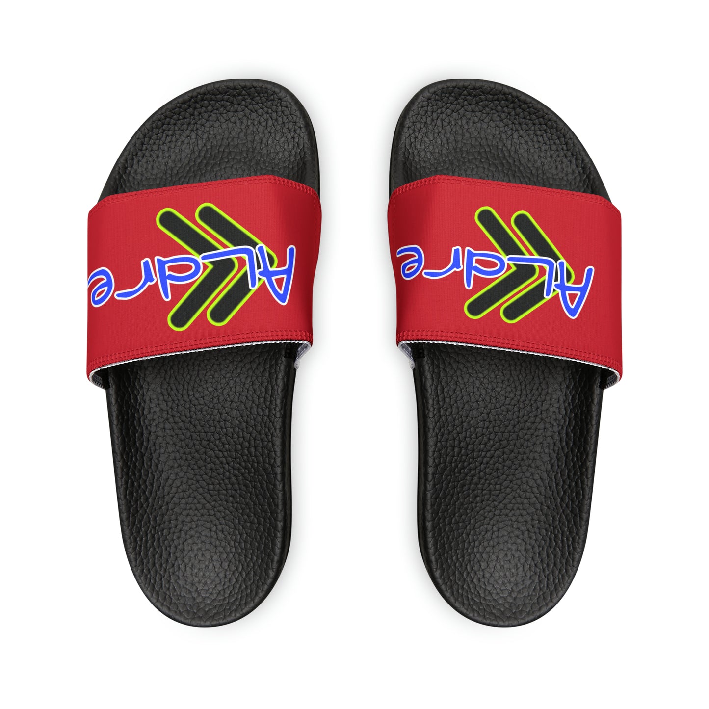 Men's Neon & Blue ALdre Slide Sandals (Dark Red)