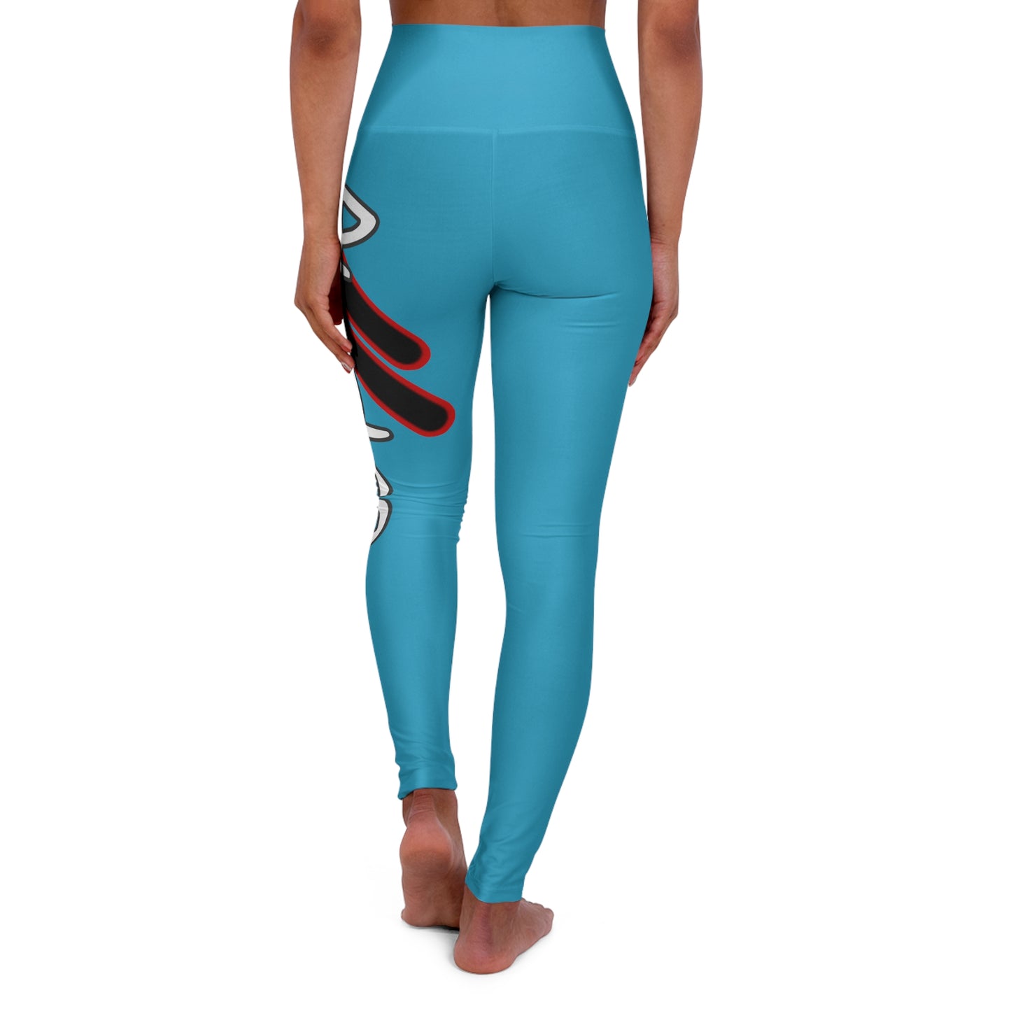 High Waisted Yoga Leggings (Red/Light Blue)