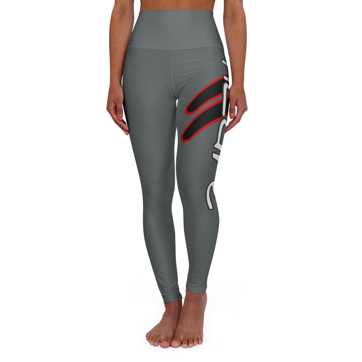 High Waisted Yoga Leggings (Red/Grey)