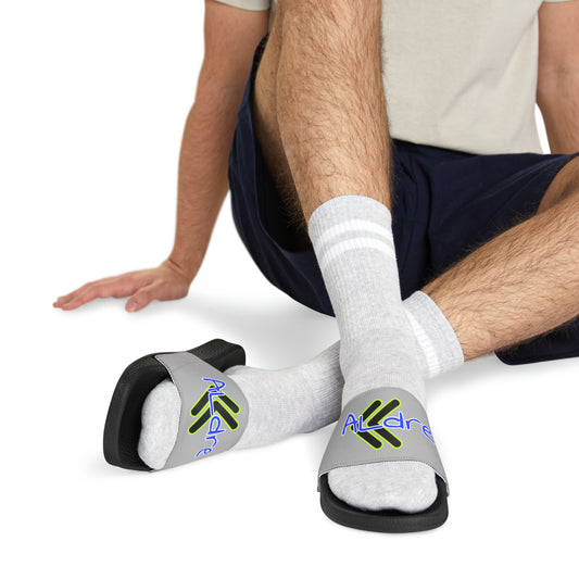 Men's Neon & Blue ALdre Slide Sandals (Light Grey)