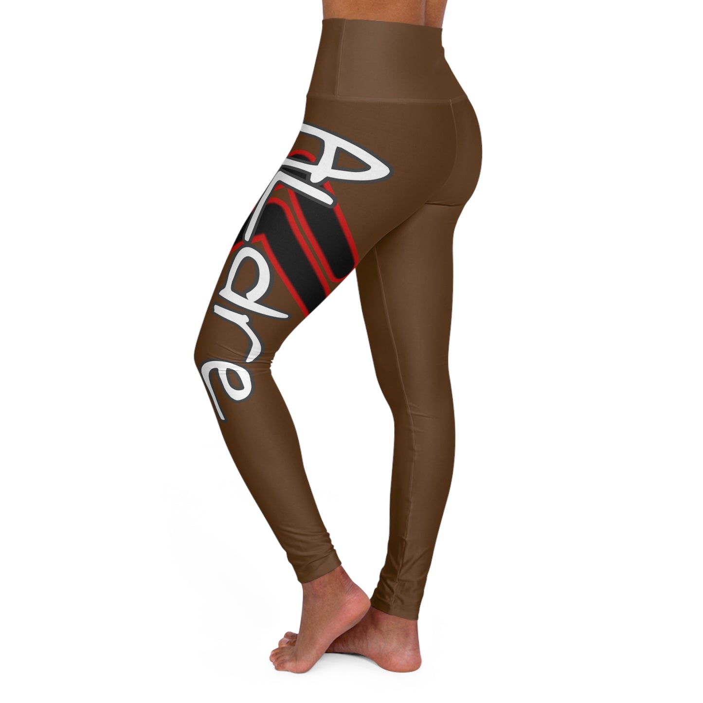 High Waisted Yoga Leggings (Red/Brown)