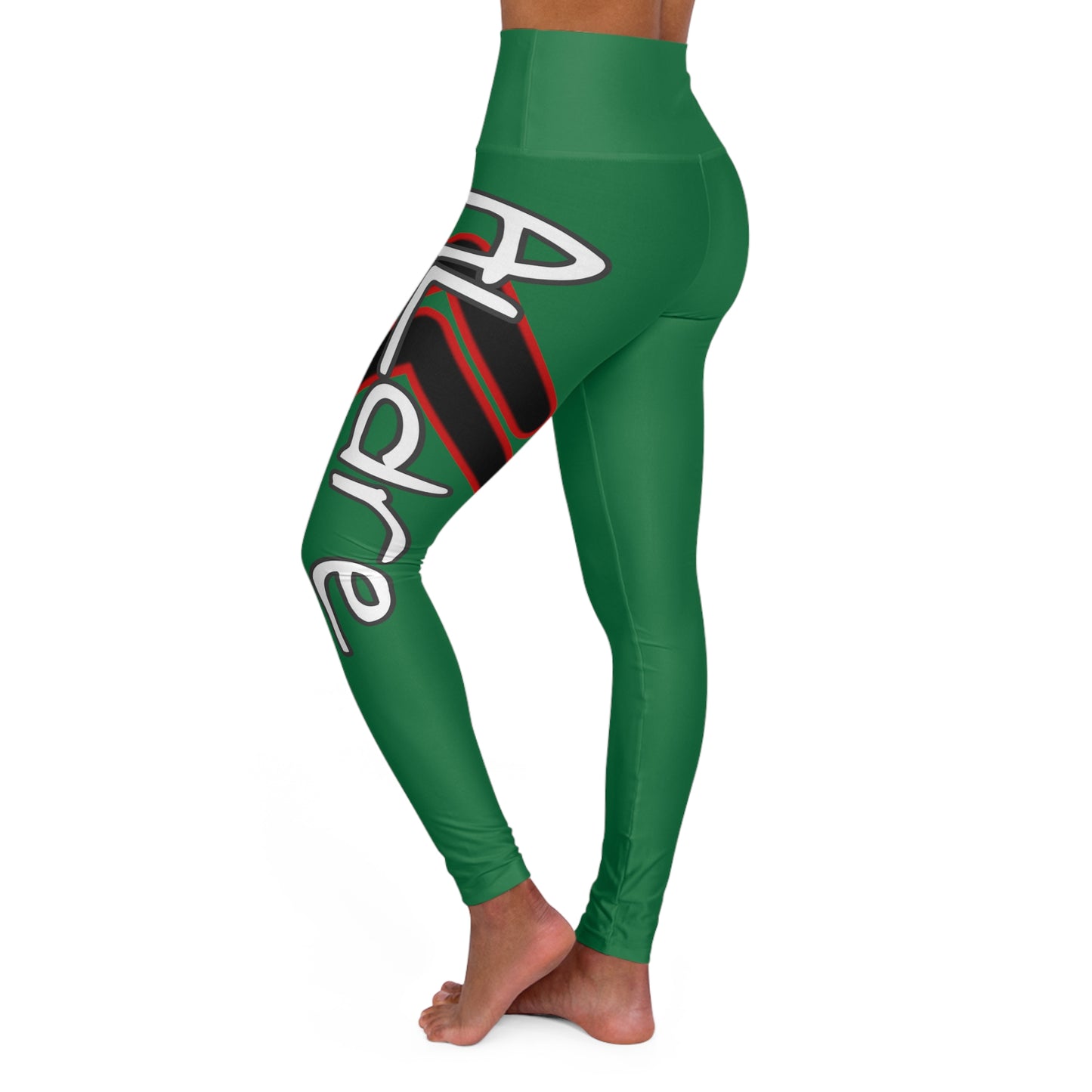 High Waisted Yoga Leggings (Red/Green)