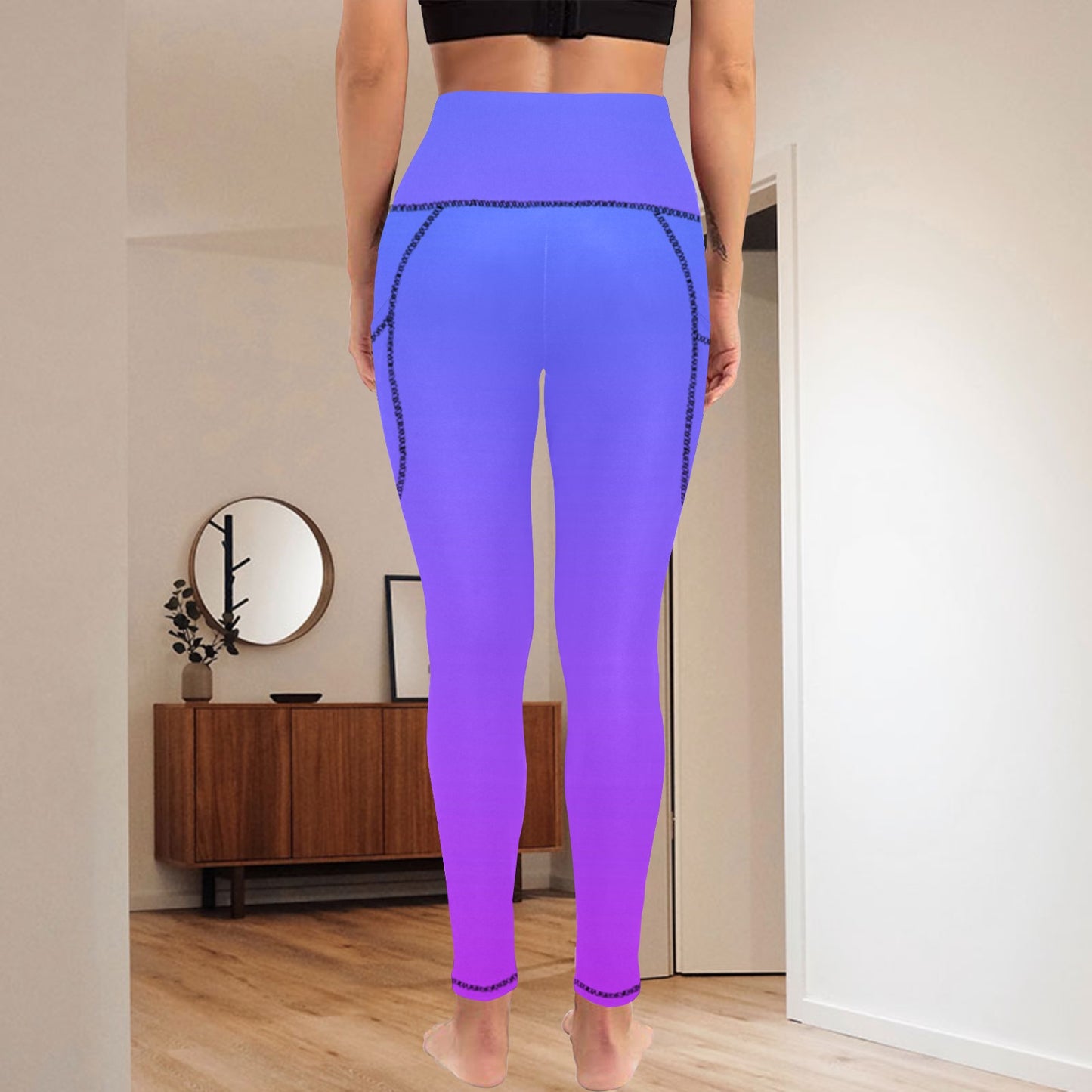Gradient Blue /Pink Leggings with Pockets