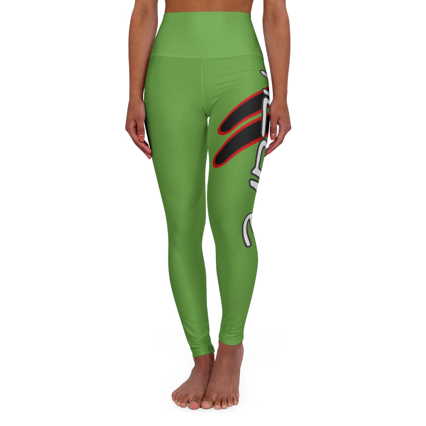 High Waisted Yoga Leggings (Red/Light Green)