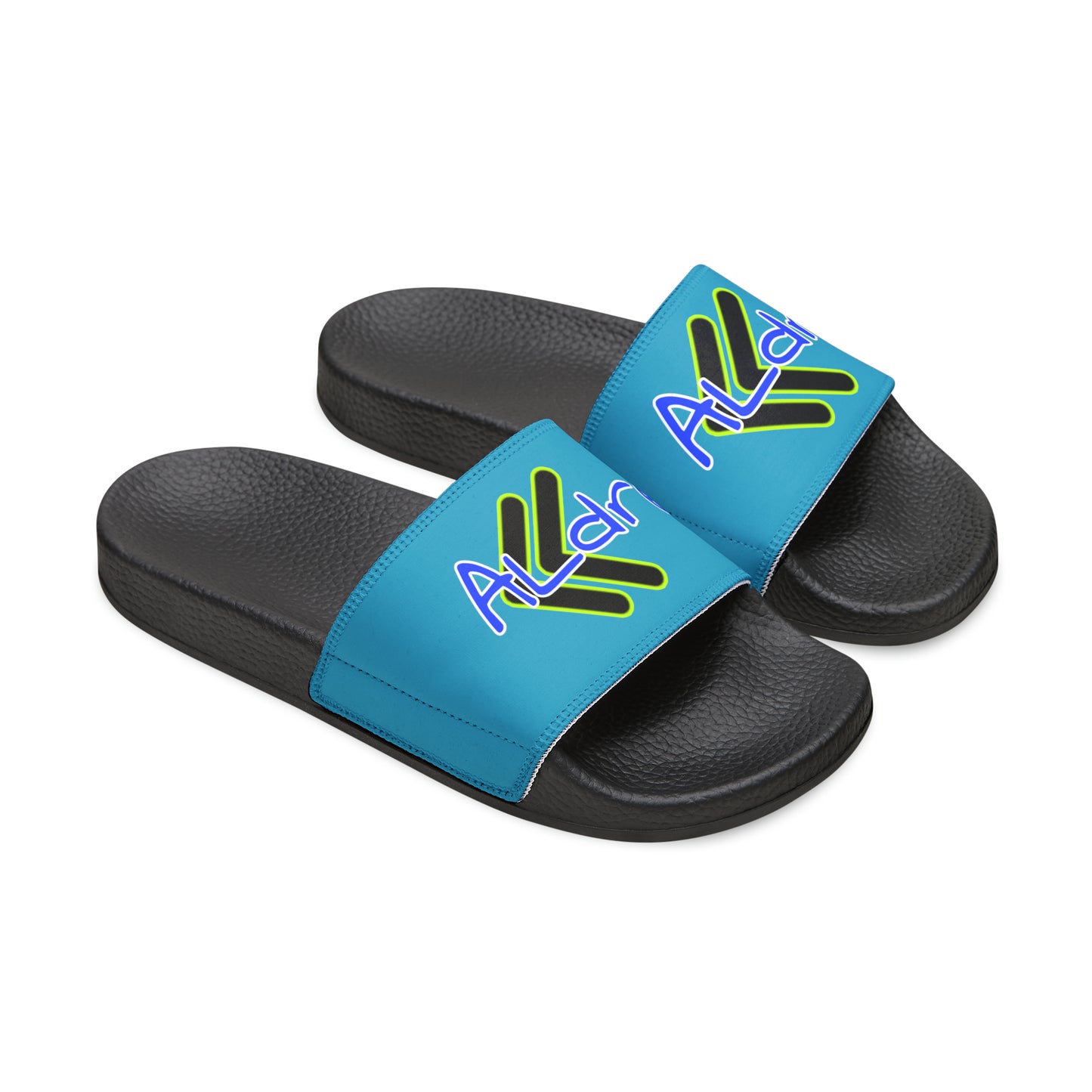 Men's Neon & Blue ALdre Slide Sandals (Light Blue)