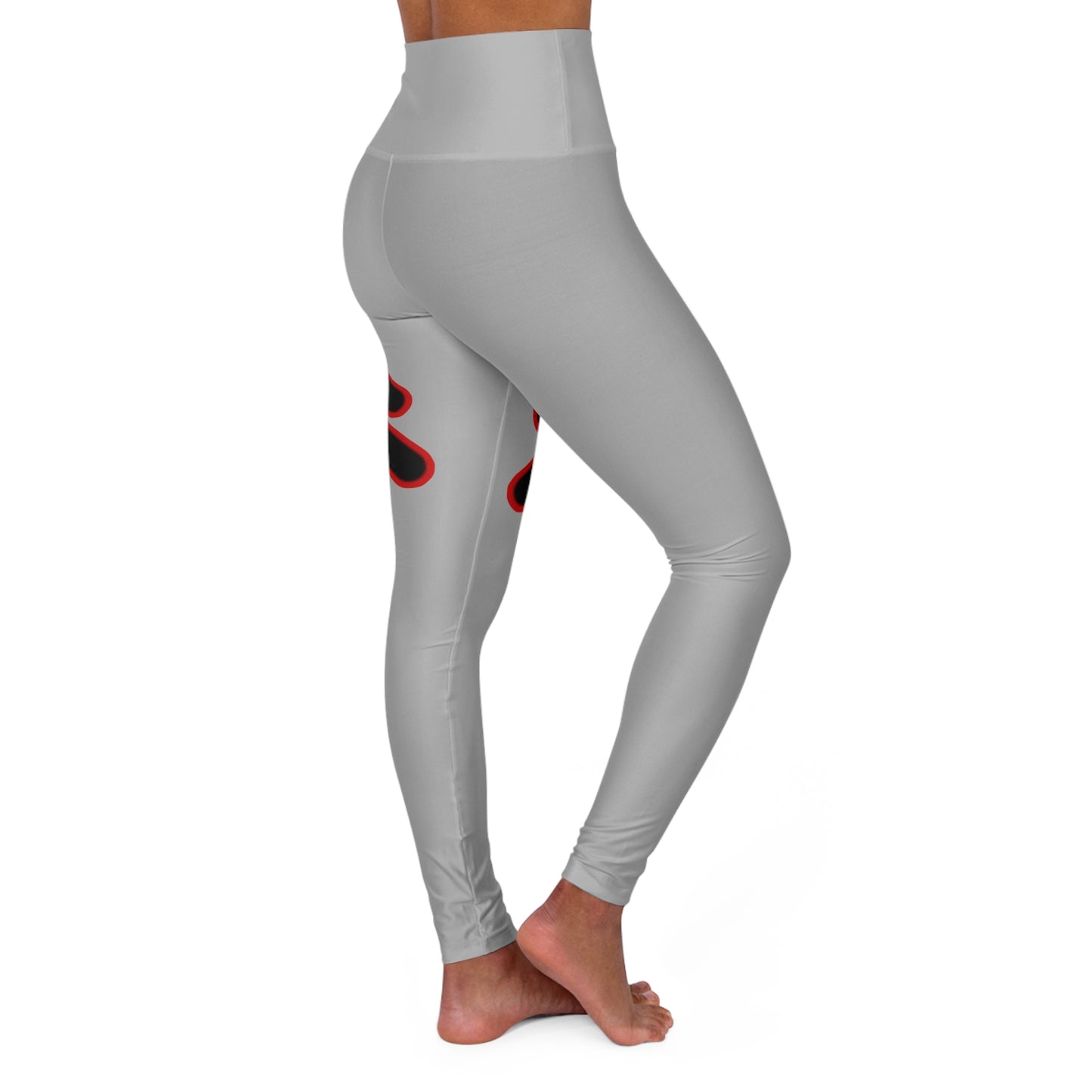 High Waisted Yoga Leggings (Red/Light Grey)