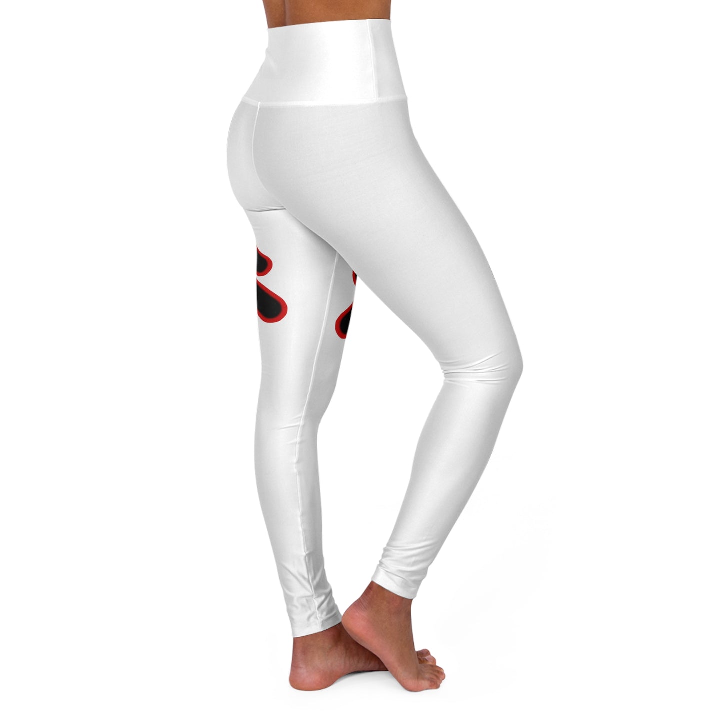 High Waisted Yoga Leggings (Red/White)