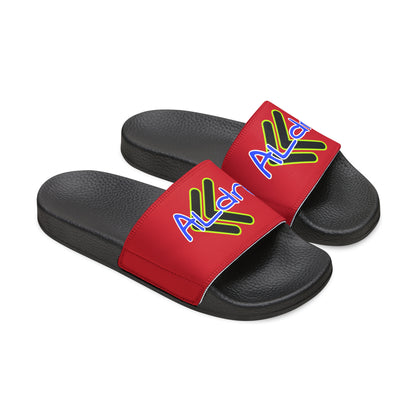 Men's Neon & Blue ALdre Slide Sandals (Dark Red)