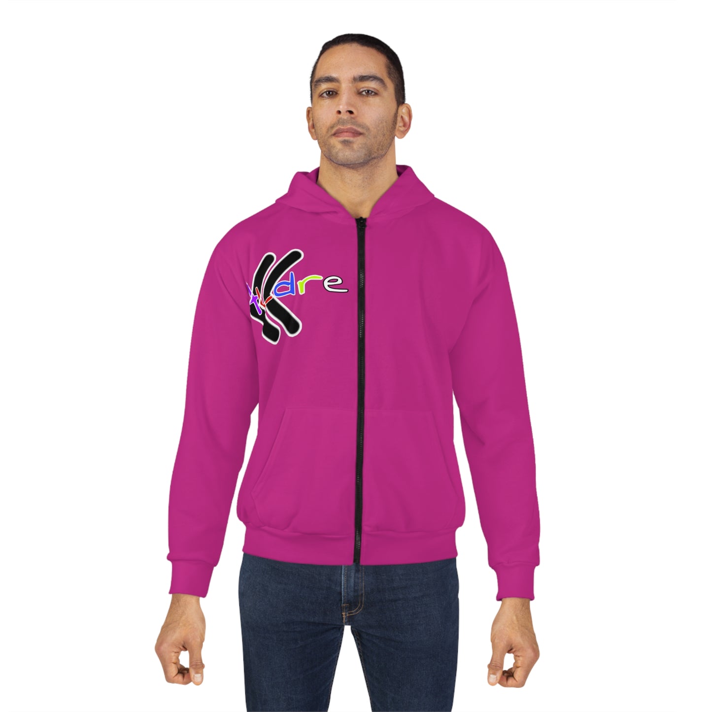 Unisex Magenta Zip Hoodie