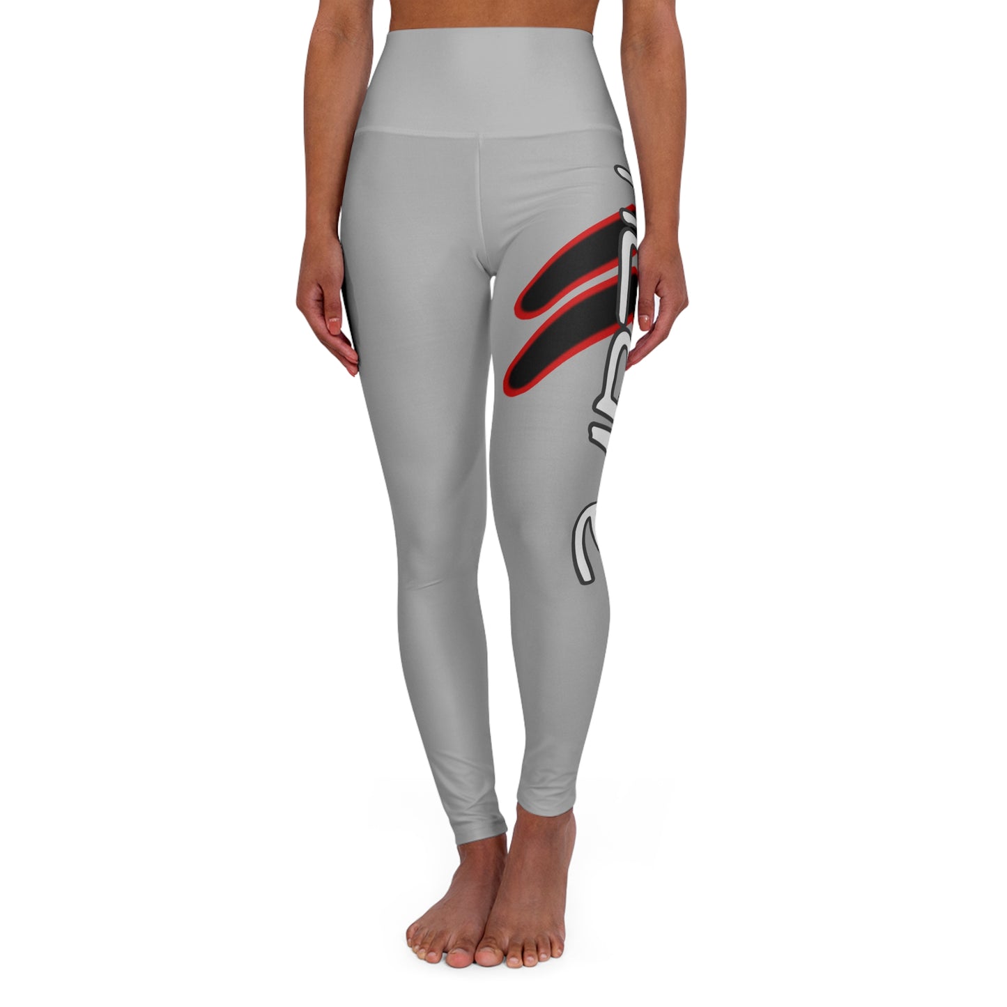 High Waisted Yoga Leggings (Red/Light Grey)