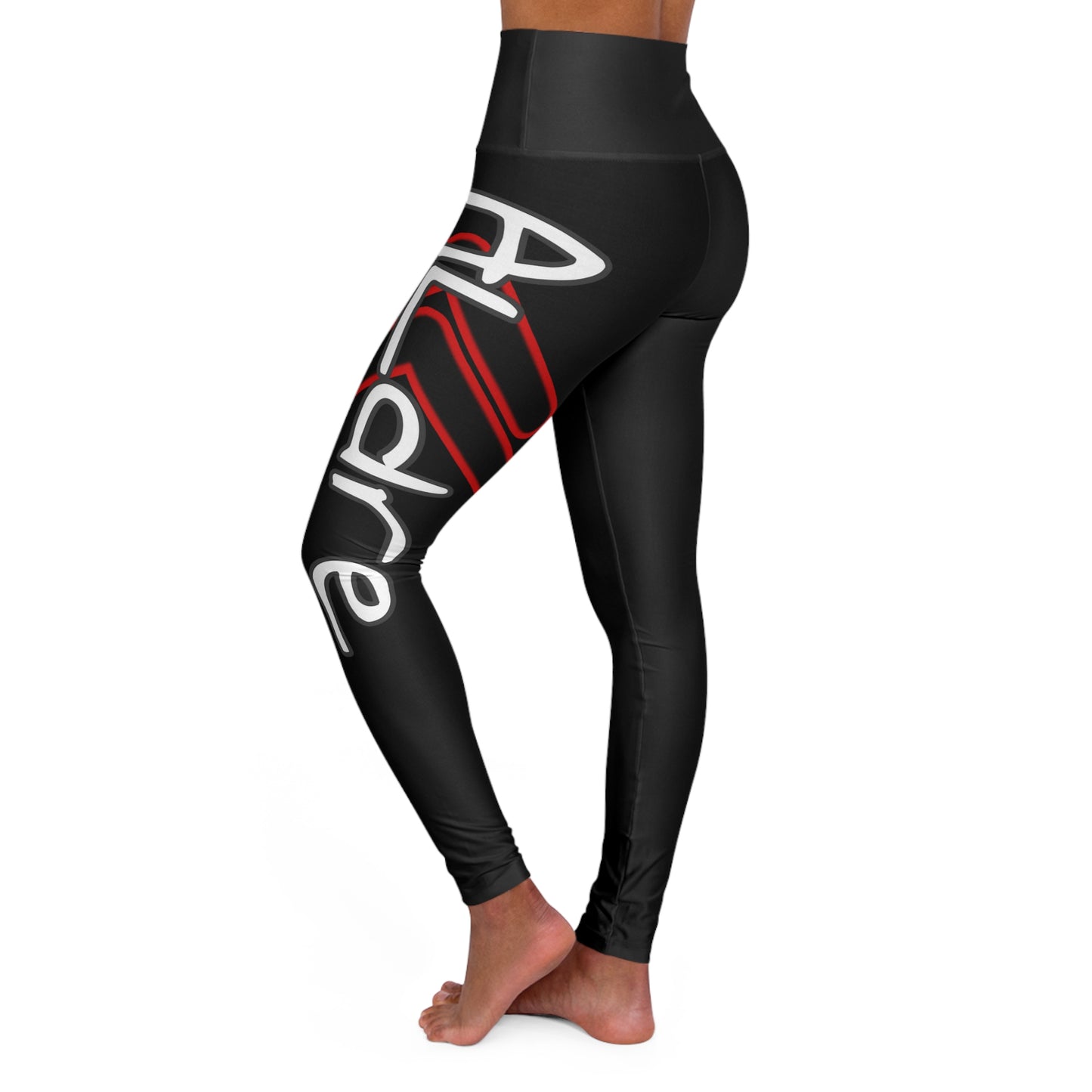 High Waisted Yoga Leggings (Red/Black)