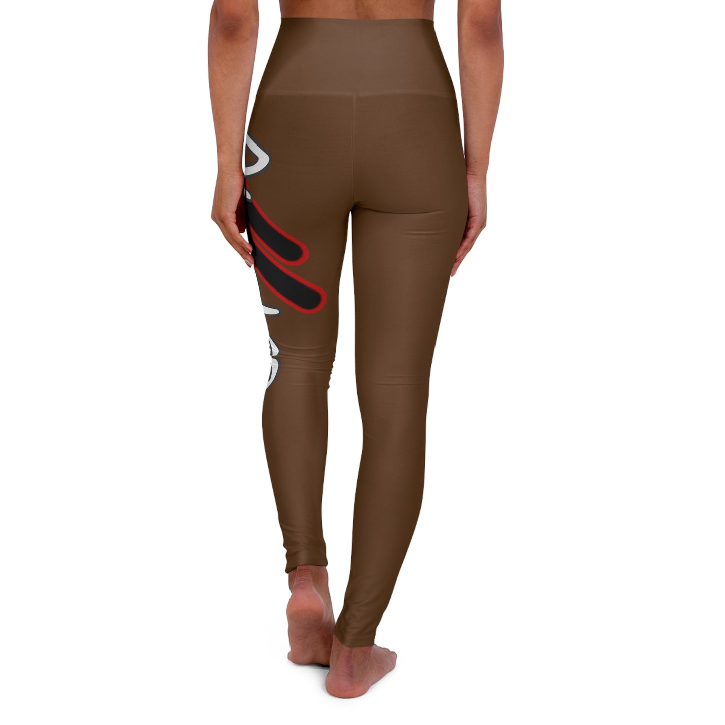 High Waisted Yoga Leggings (Red/Brown)