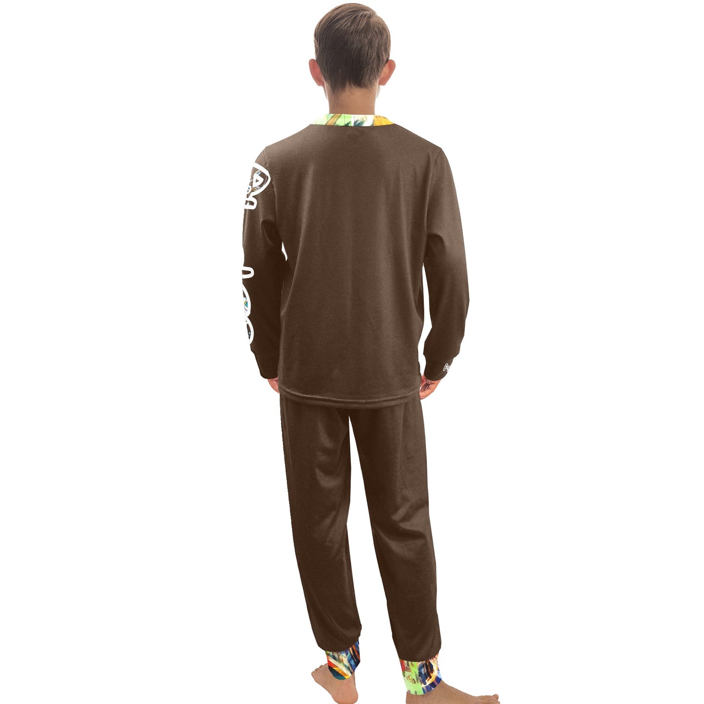 Big Boys' Crew Neck Long Set (Chocolate)