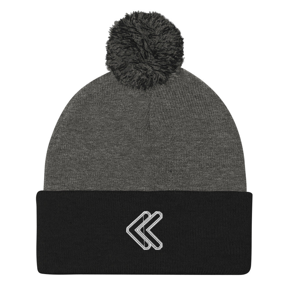 Embroidered Pom-Pom Beanie