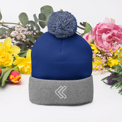 Embroidered Pom-Pom Beanie