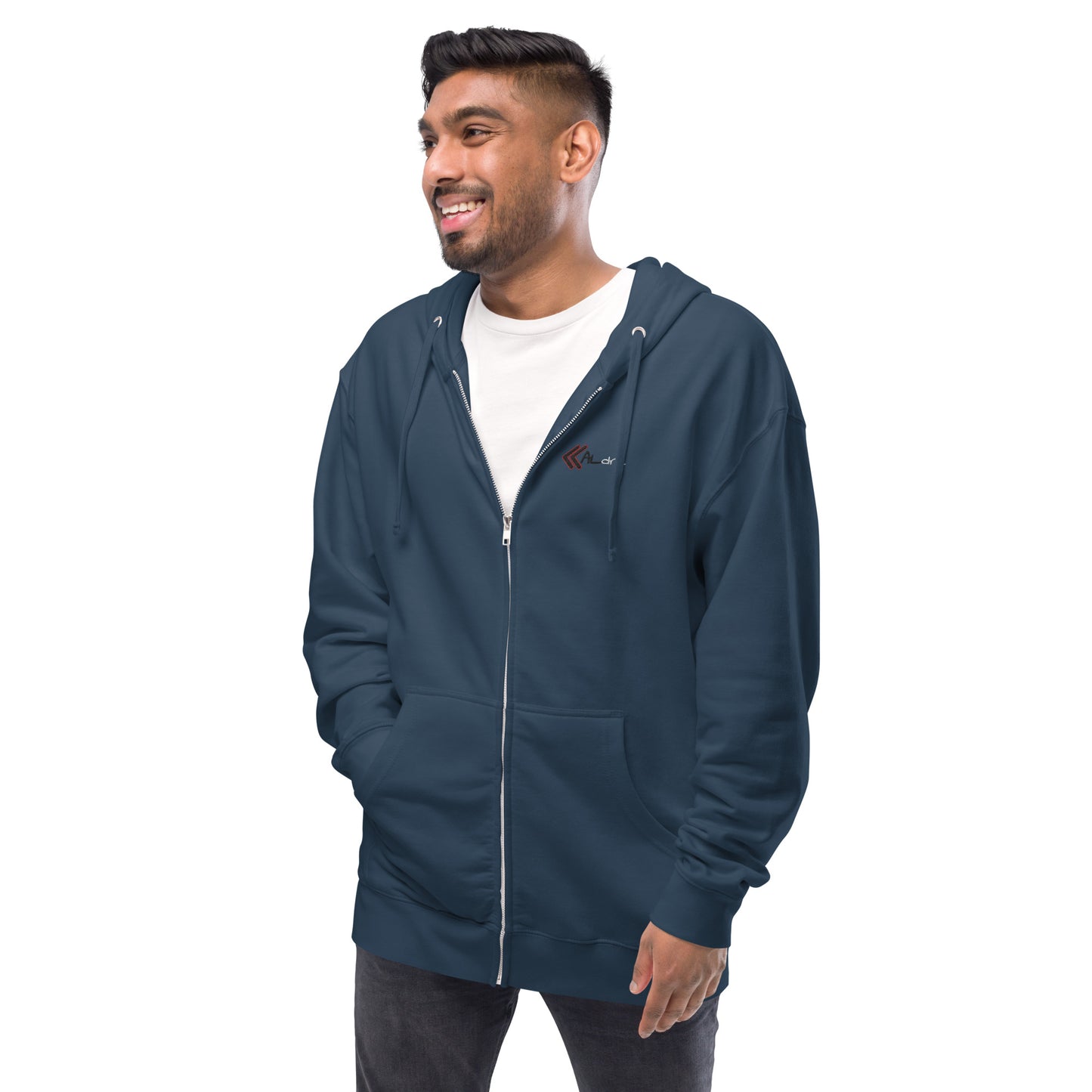 Embroidered Fleece Zip Up Hoodie